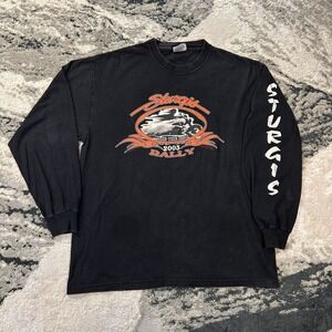 Vintage 2003 Sturgis Motorcycle Rally Eagle Graphic Long Sleeve T-Shirt